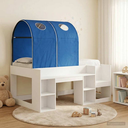 Letto con Tunnel 3 pz Bianco e Blu Legno ingegnerizzato | homemem39