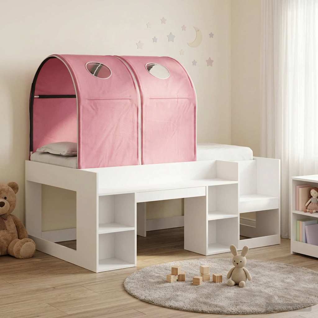 Letto con Tunnel 3 pz Bianco e Rosa Legno ingegnerizzato | homemem39