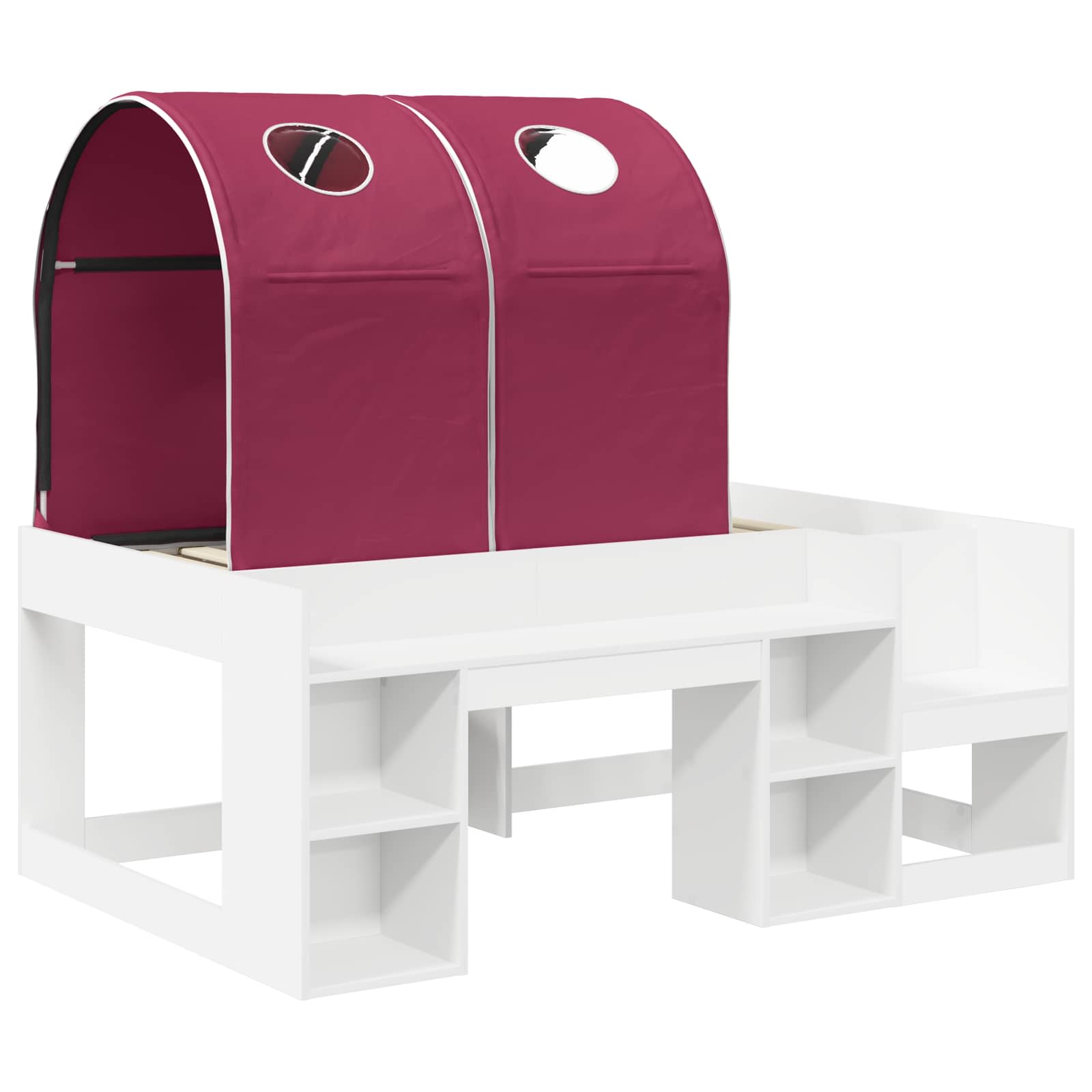 Letto con Tunnel 3 pz Bianco e Rosso Legno ingegnerizzato | homemem39