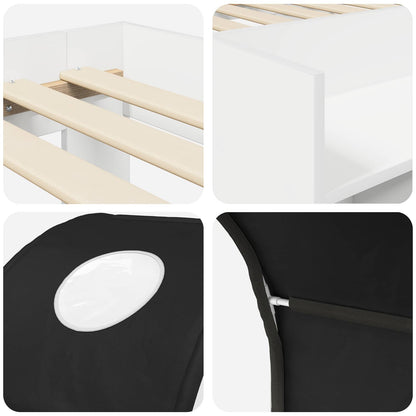 Letto con Tunnel 3 pz Bianco e Nero Legno ingegnerizzato | homemem39