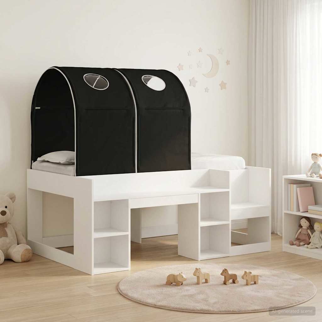 Letto con Tunnel 3 pz Bianco e Nero Legno ingegnerizzato