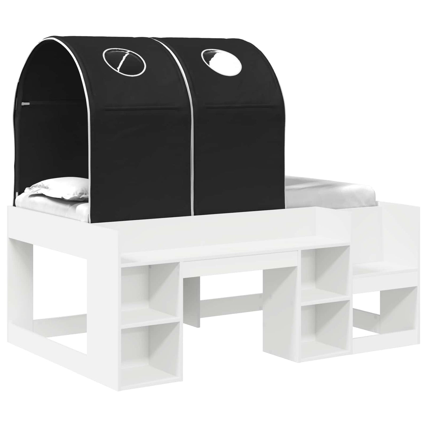 Letto con Tunnel 3 pz Bianco e Nero Legno ingegnerizzato | homemem39