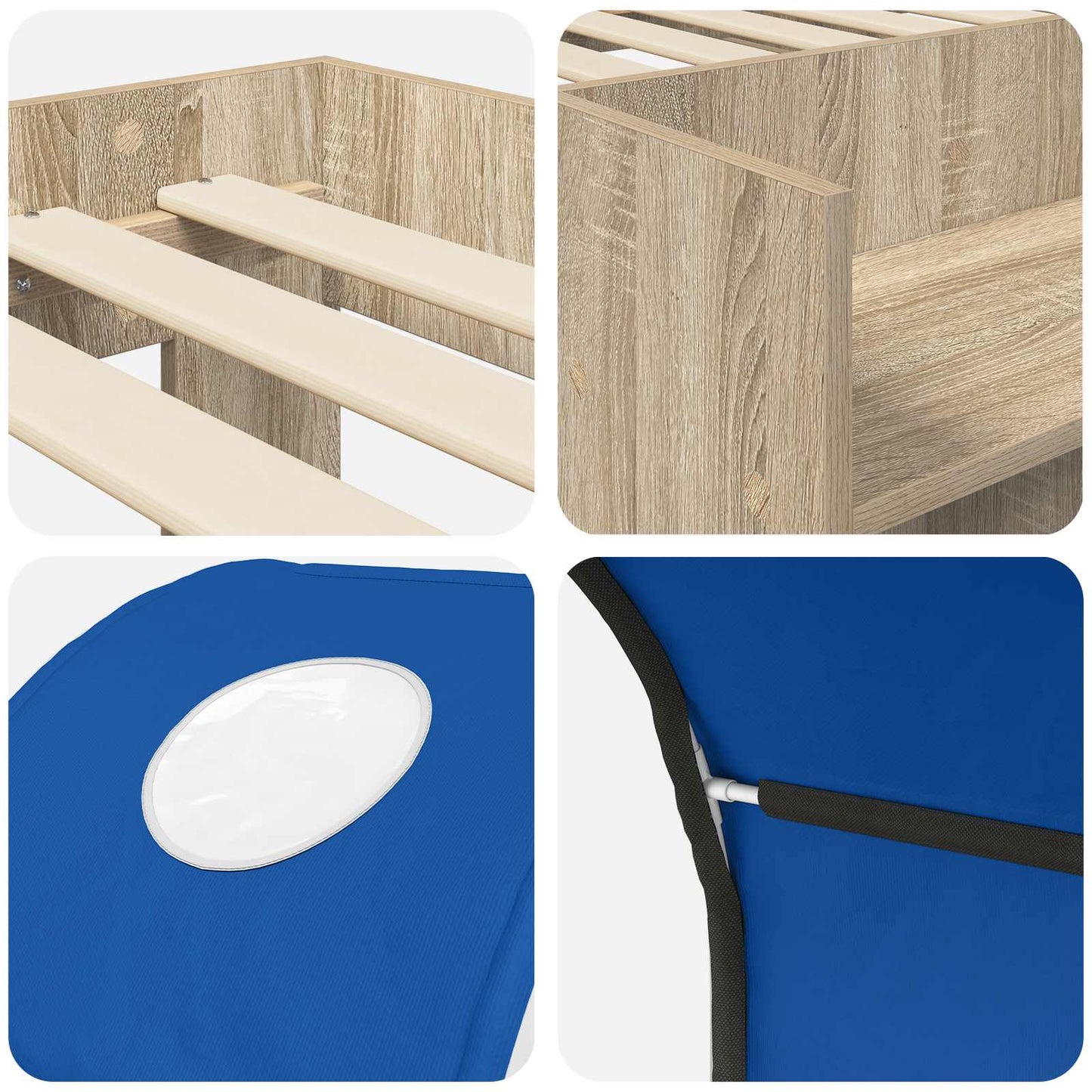 Letto con Tunnel 3 pz Rovere Sonoma e Blu Legno ingegnerizzato | homemem39