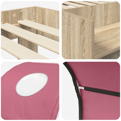 Letto con Tunnel 3 pz Rovere Sonoma e Rosa Legno ingegnerizzato | homemem39