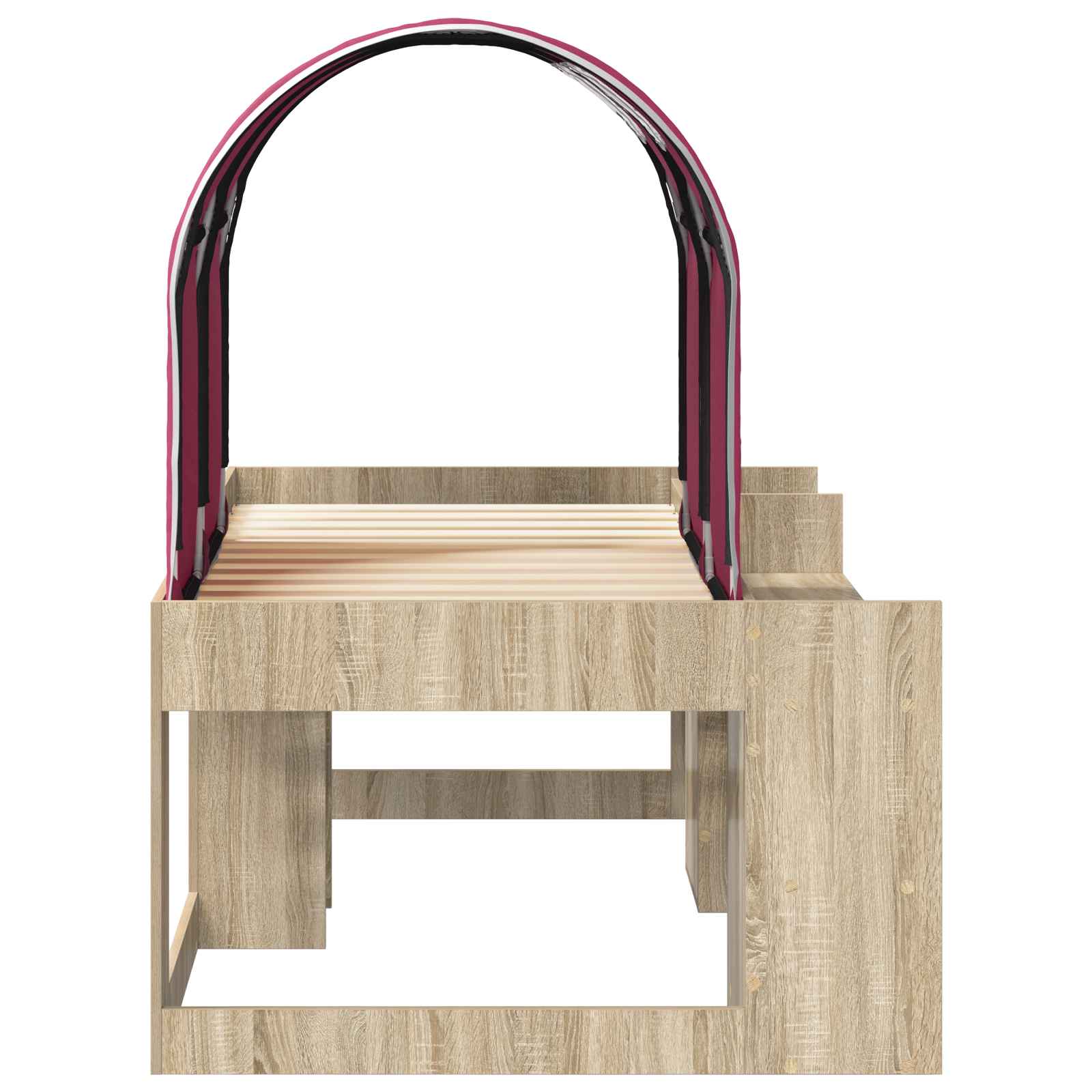 Letto con Tunnel con lo scaffale 3 pz Rovere Sonoma e Rosso | homemem39