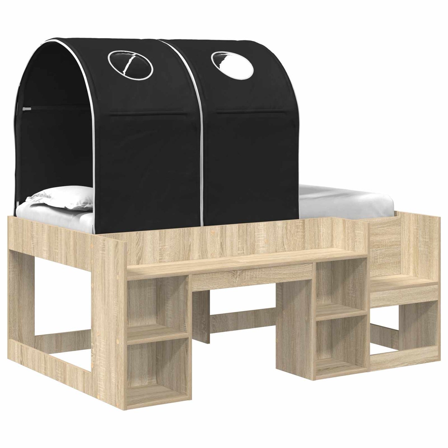 Letto con Tunnel 3 pz Rovere Sonoma e Nero Legno ingegnerizzato | homemem39