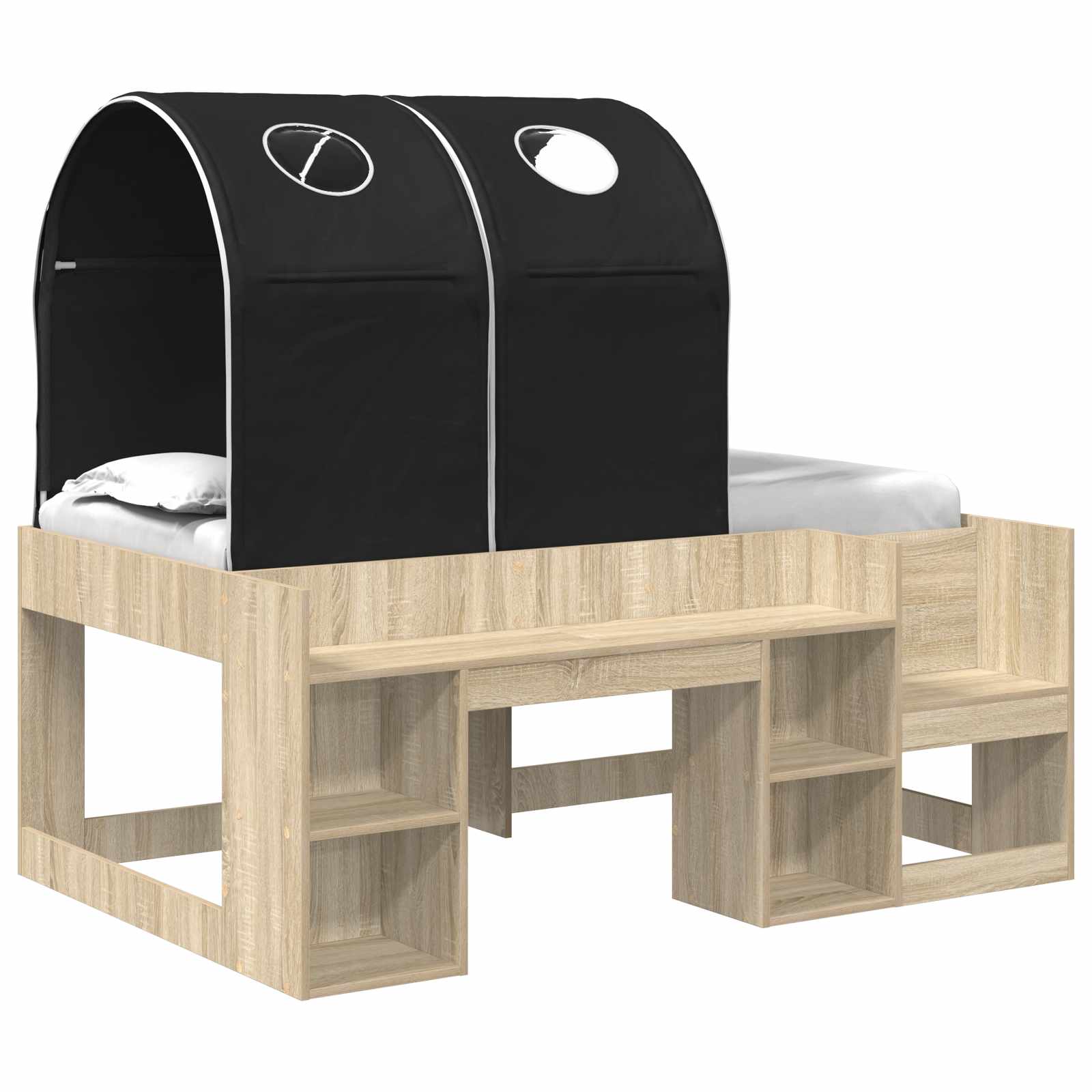 Letto con Tunnel 3 pz Rovere Sonoma e Nero Legno ingegnerizzato | homemem39
