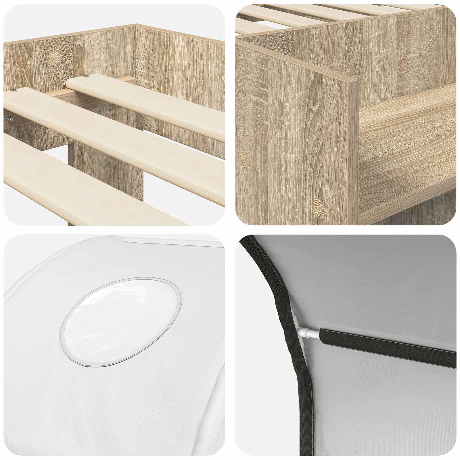 Letto con Tunnel con lo scaffale 3 pz Rovere Sonoma e Bianco | homemem39