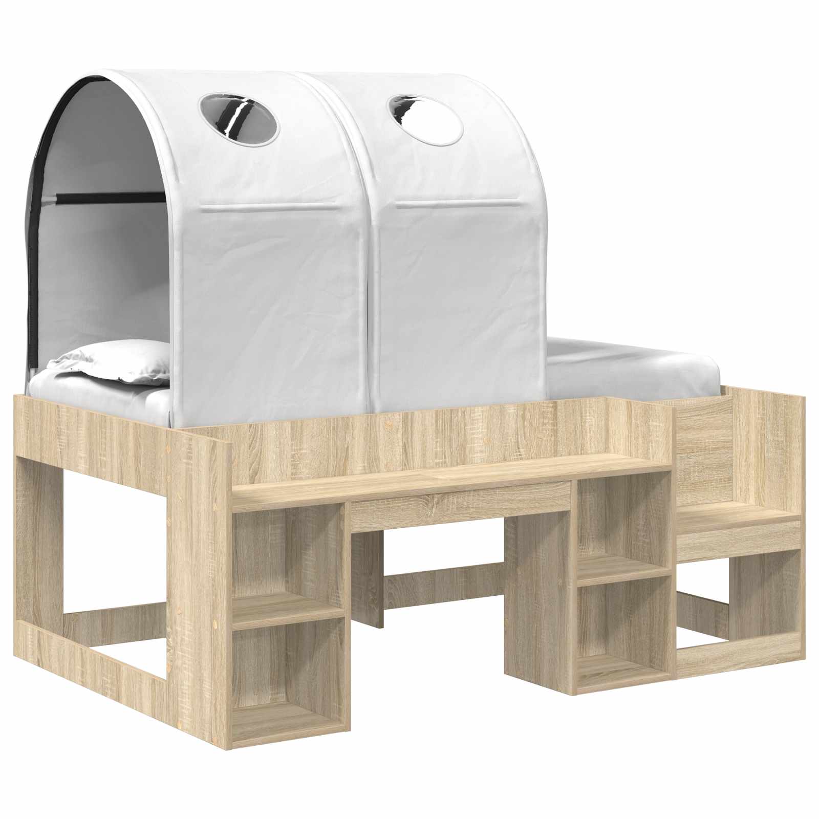 Letto con Tunnel con lo scaffale 3 pz Rovere Sonoma e Bianco | homemem39