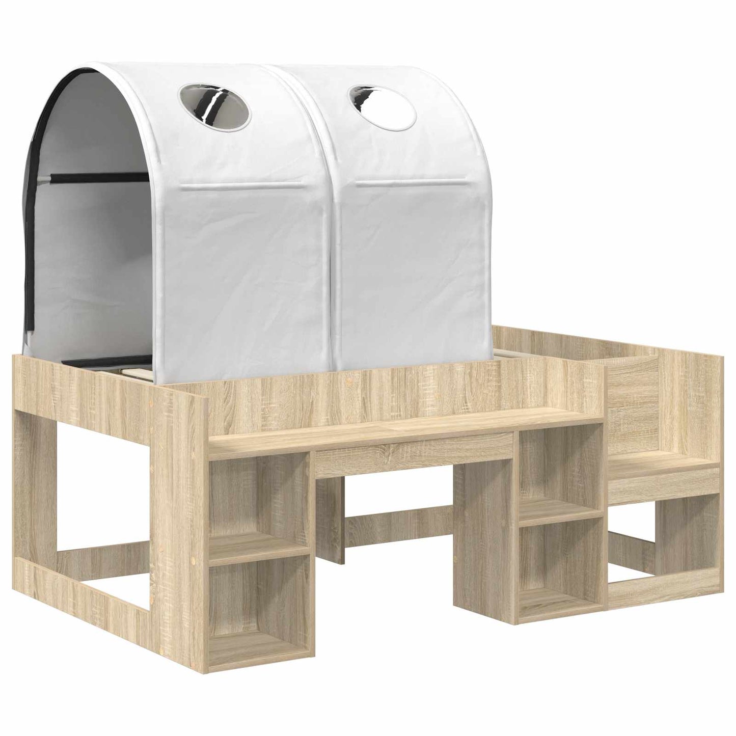 Letto con Tunnel con lo scaffale 3 pz Rovere Sonoma e Bianco | homemem39
