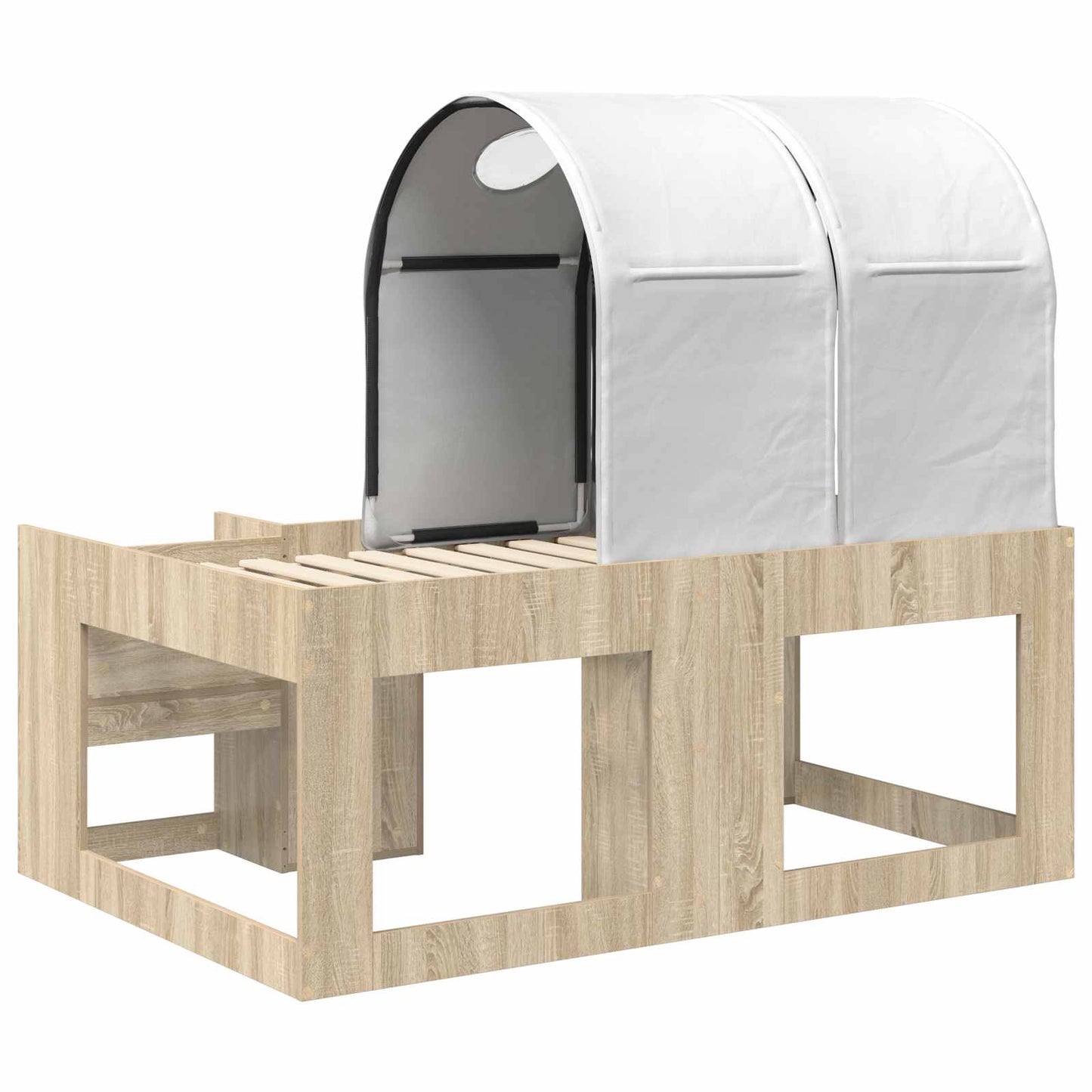 Letto con Tunnel con lo scaffale 3 pz Rovere Sonoma e Bianco | homemem39
