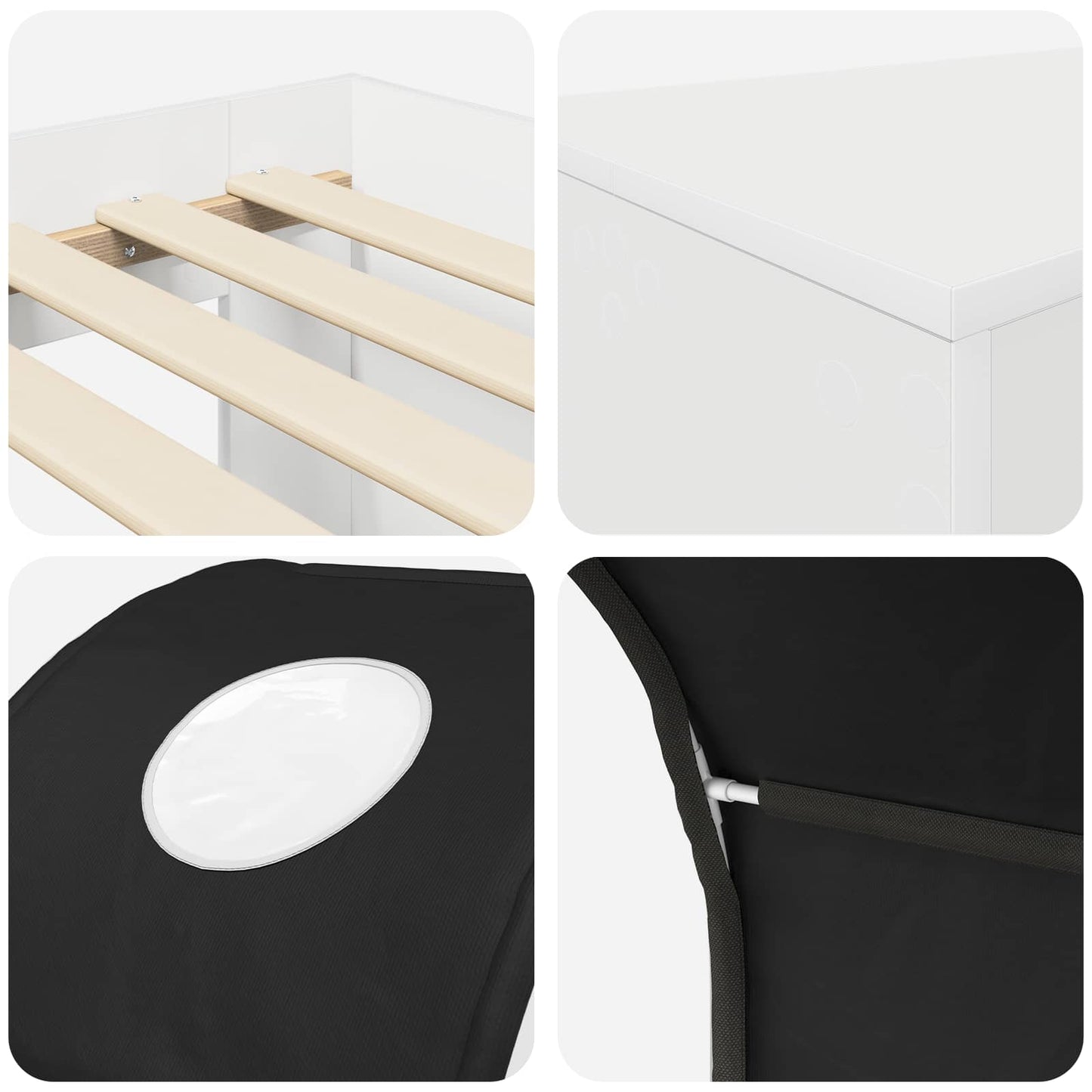 Letto con Tunnel 3 pz Rovere Artigianale e Nero | homemem39