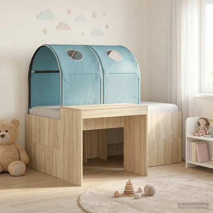 Letto con Tunnel 3 pz Rovere Artigianale e Blu Chiaro | homemem39