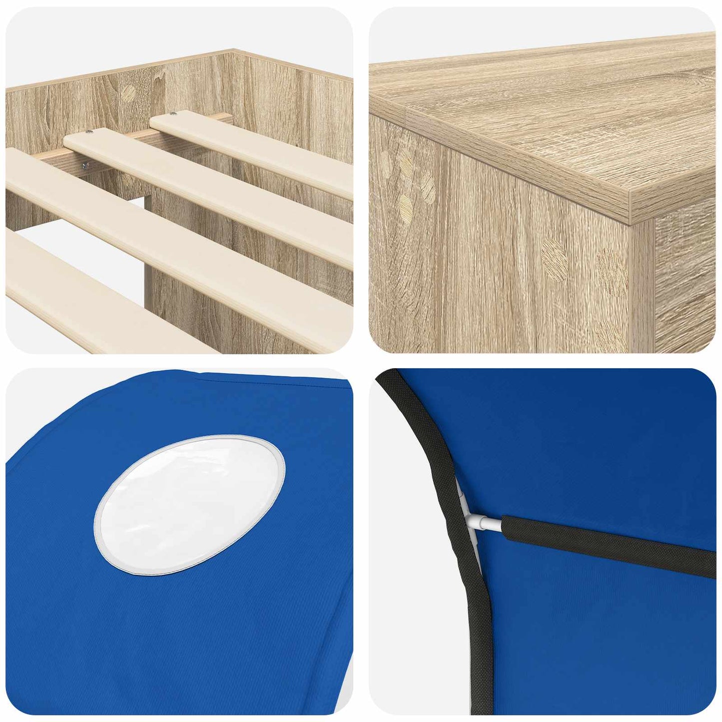Letto con Tunnel 3 pz Rovere Artigianale e Blu | homemem39