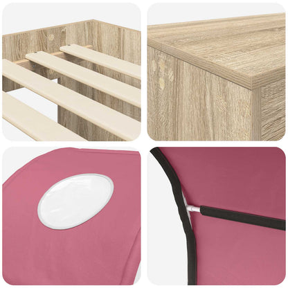 Letto con Tunnel 3 pz Rovere Artigianale e Rosa | homemem39