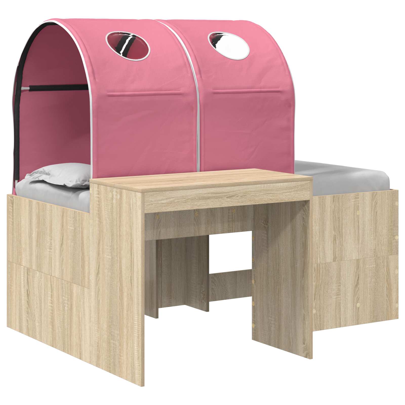 Letto con Tunnel 3 pz Rovere Artigianale e Rosa | homemem39