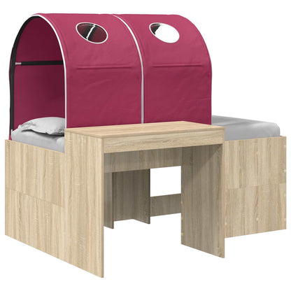 Letto con Tunnel 3 pz Rovere Artigianale e Rosso | homemem39