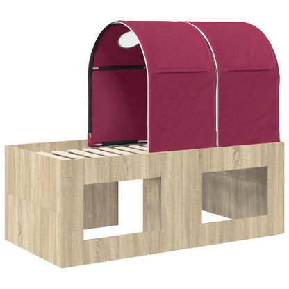 Letto con Tunnel 3 pz Rovere Artigianale e Rosso | homemem39