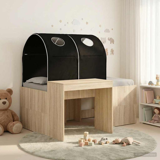 Letto con Tunnel 3 pz Rovere Artigianale e Nero | homemem39