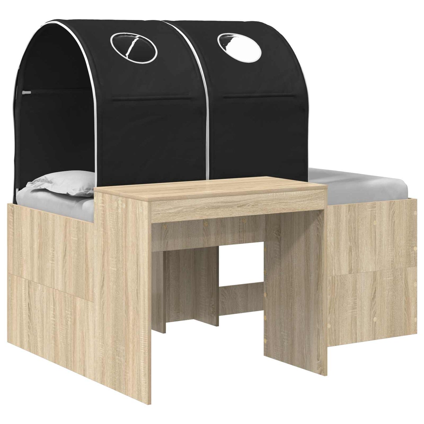 Letto con Tunnel 3 pz Rovere Artigianale e Nero | homemem39