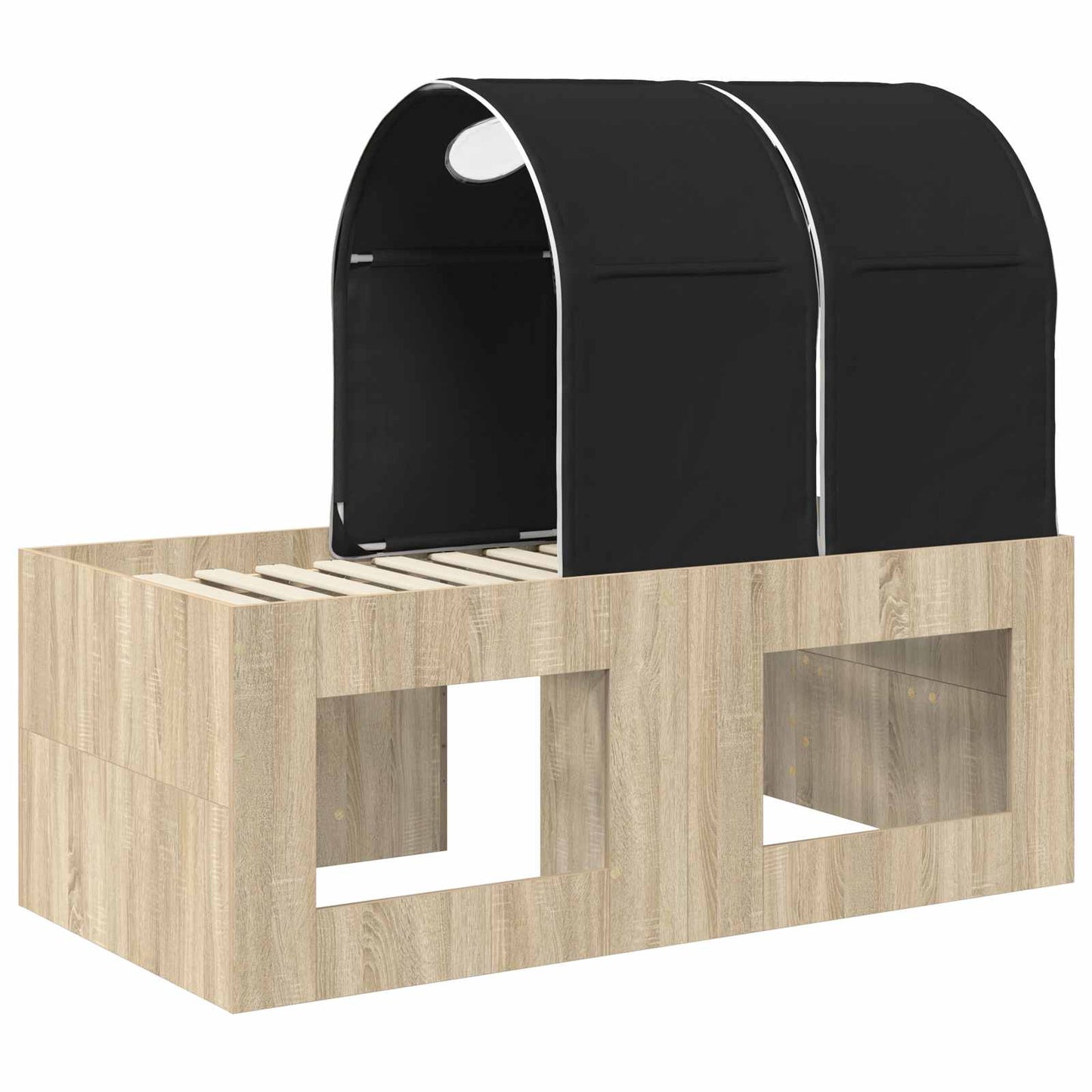 Letto con Tunnel 3 pz Rovere Artigianale e Nero | homemem39