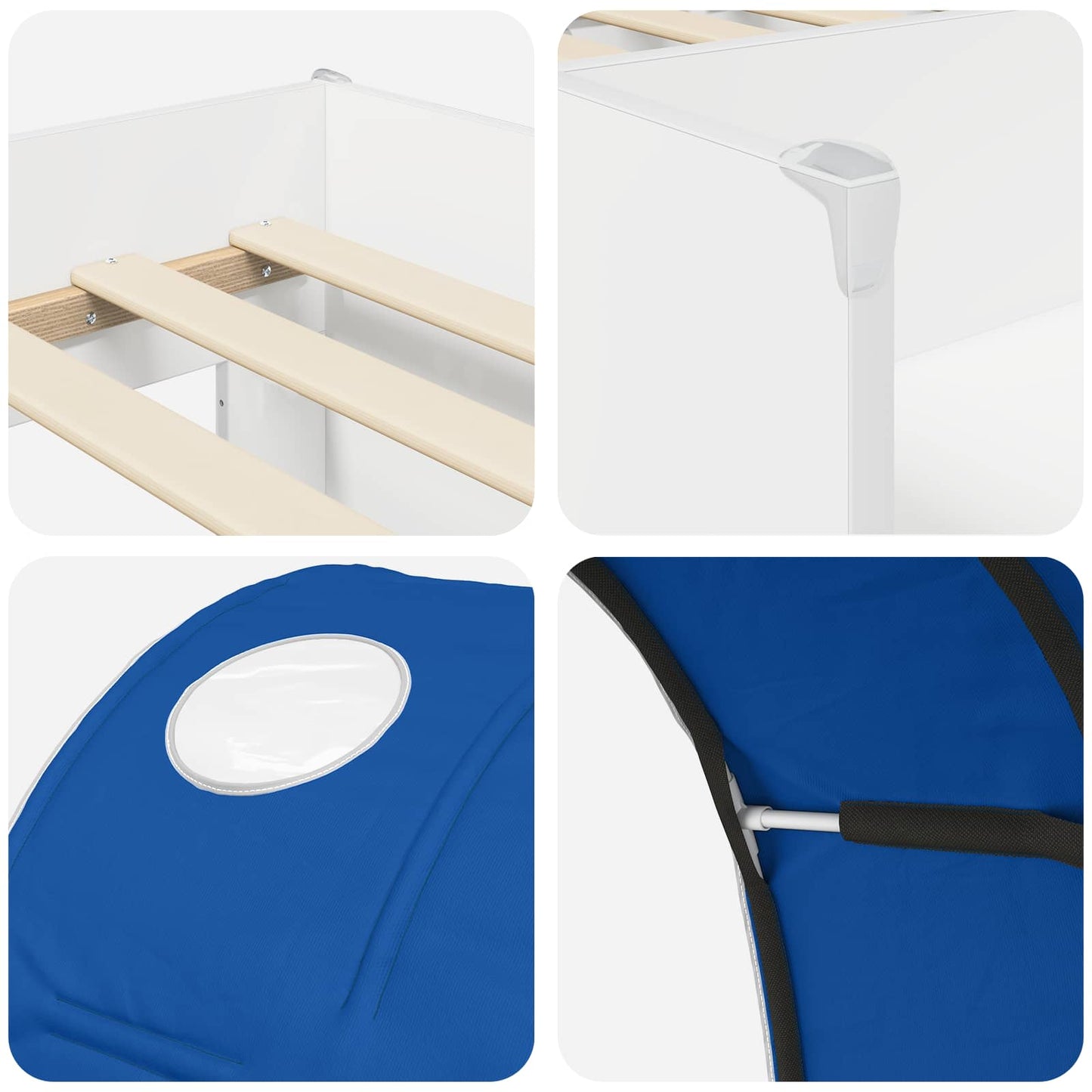 Letto con Tunnel 4 pcs Bianco e Blu Legno ingegnerizzato | homemem39