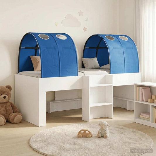 Letto con Tunnel 4 pcs Bianco e Blu Legno ingegnerizzato | homemem39