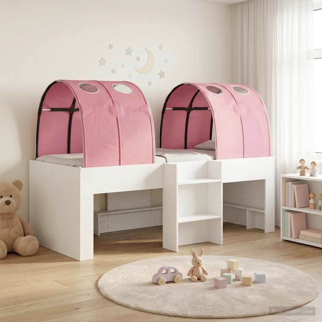 Letto con Tunnel 3 pz Bianco e Rosa Legno ingegnerizzato | homemem39