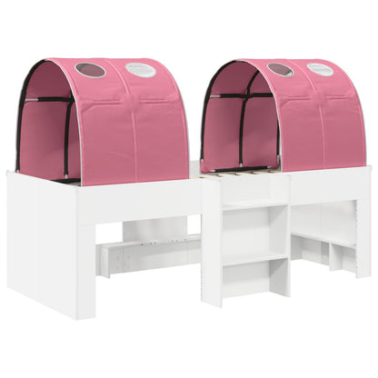 Letto con Tunnel 3 pz Bianco e Rosa Legno ingegnerizzato | homemem39