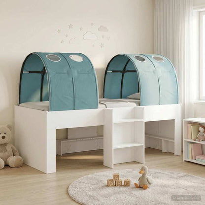 Letto Alto per Bambini con Tunnel 3 pz Bianco e azzurro | homemem39