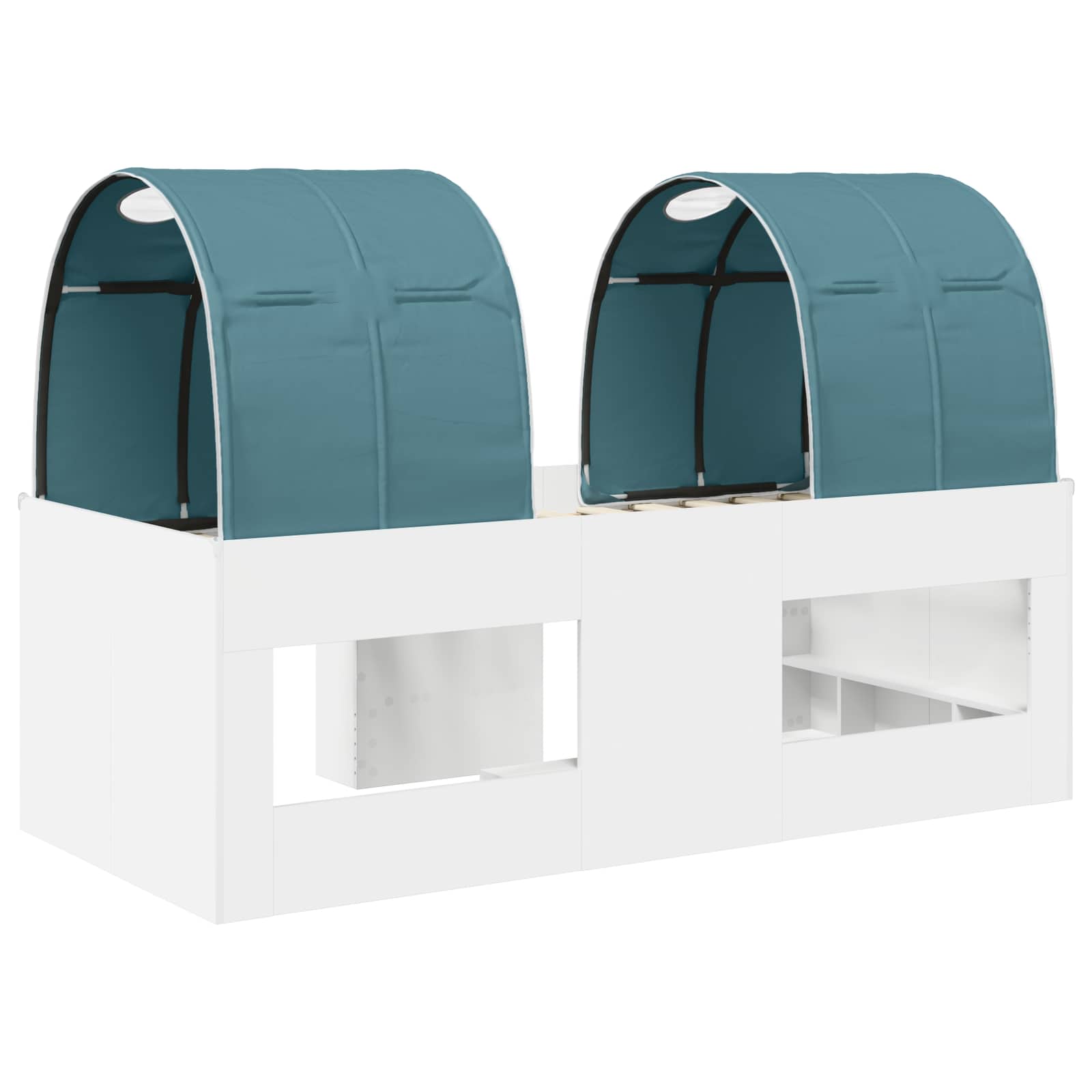 Letto Alto per Bambini con Tunnel 3 pz Bianco e azzurro | homemem39