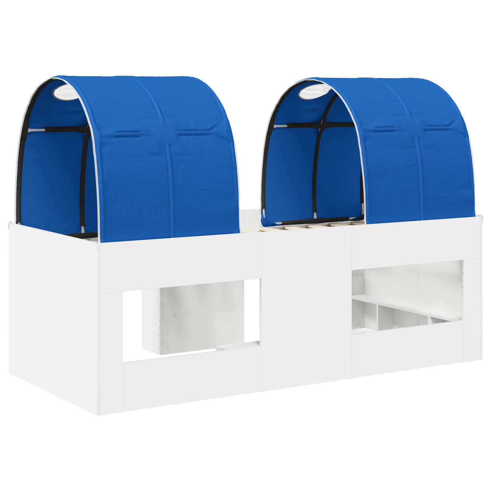 Letto Alto per Bambini con Tunnel 3 pz Bianco e Blu | homemem39