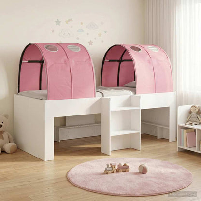 Letto Alto per Bambini con Tunnel 3 pz Bianco e Rosa | homemem39