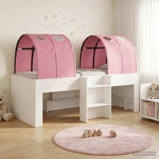 Letto Alto per Bambini con Tunnel 3 pz Bianco e Rosa | homemem39