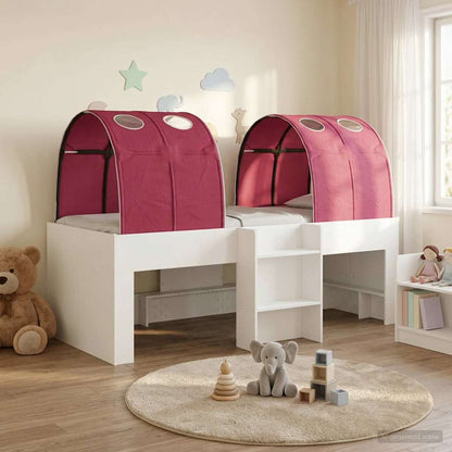 Letto Alto per Bambini con Tunnel 3 pz Bianco e Rosso | homemem39