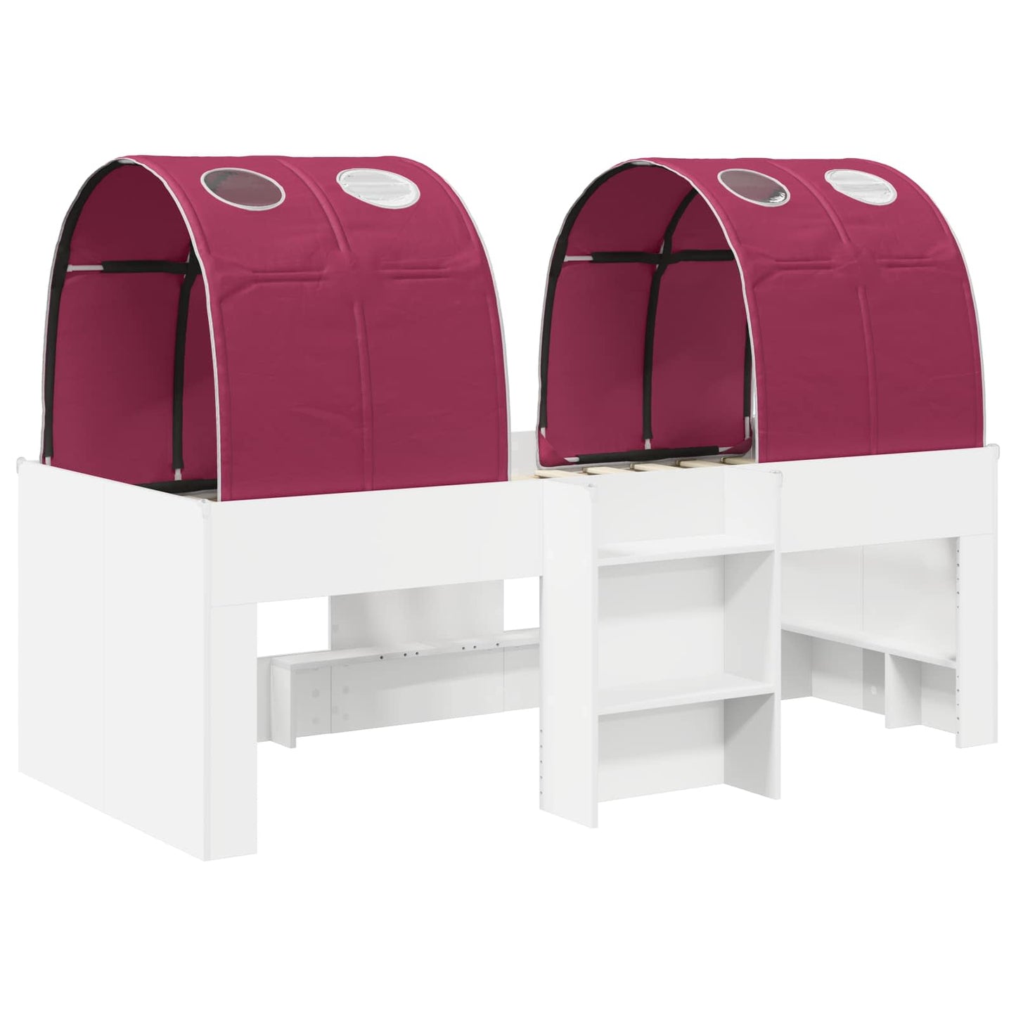 Letto Alto per Bambini con Tunnel 3 pz Bianco e Rosso | homemem39