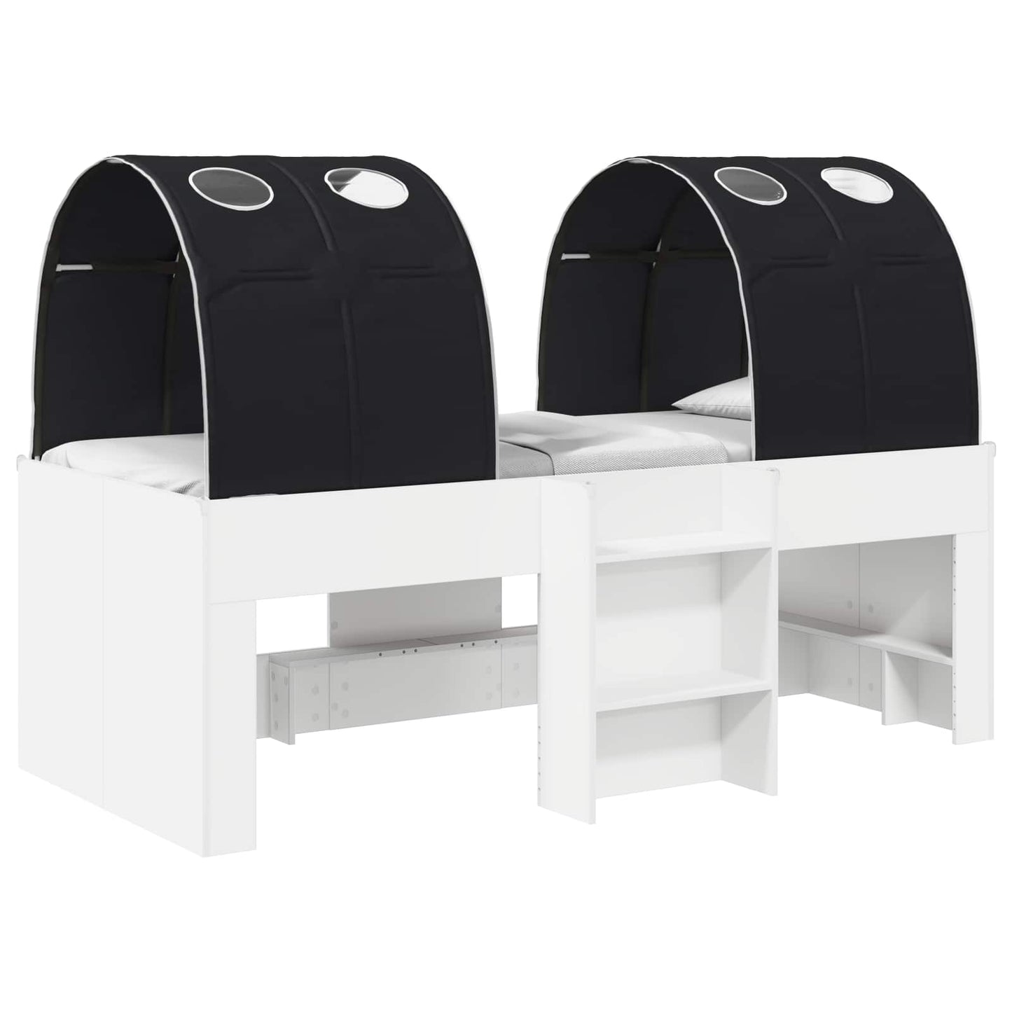 Letto Alto per Bambini con Tunnel 3 pz Bianco e Nero | homemem39