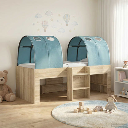 Letto Alto per Bambini con Tunnel 3 pz Rovere Sonoma e Azzurro | homemem39