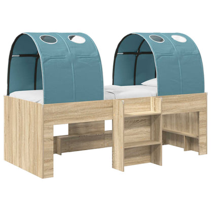 Letto Alto per Bambini con Tunnel 3 pz Rovere Sonoma e Azzurro | homemem39