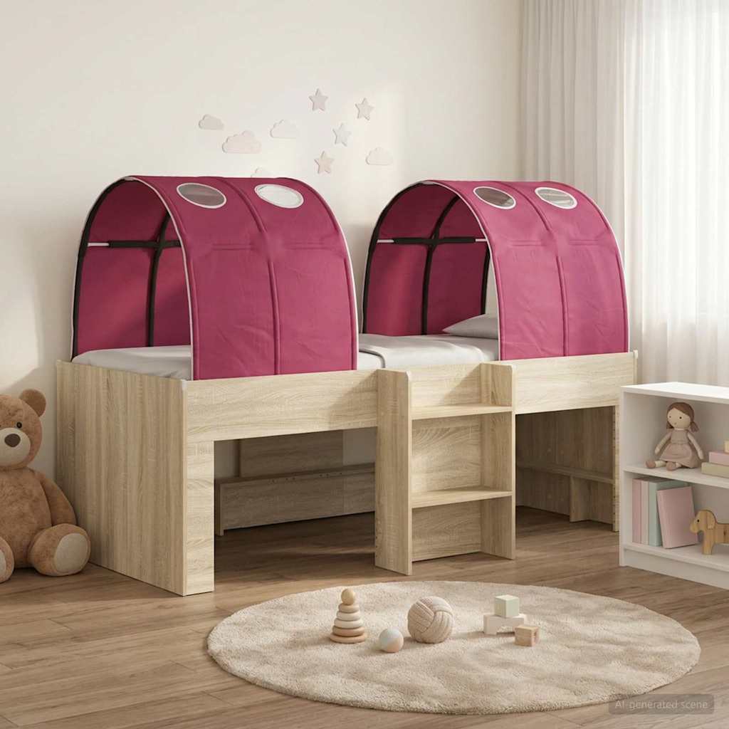 Letto Alto per Bambini con Tunnel 3 pz Rovere Sonoma e Rosso | homemem39
