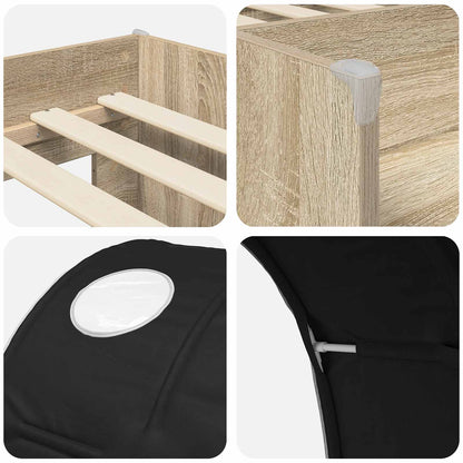 Letto Alto per Bambini con Tunnel 3 pz Rovere Sonoma e Nero | homemem39