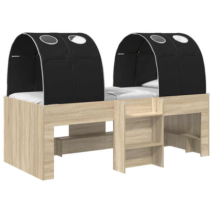 Letto Alto per Bambini con Tunnel 3 pz Rovere Sonoma e Nero | homemem39