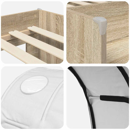 Letto Alto per Bambini con Tunnel 3 pz Rovere Sonoma e bianco | homemem39