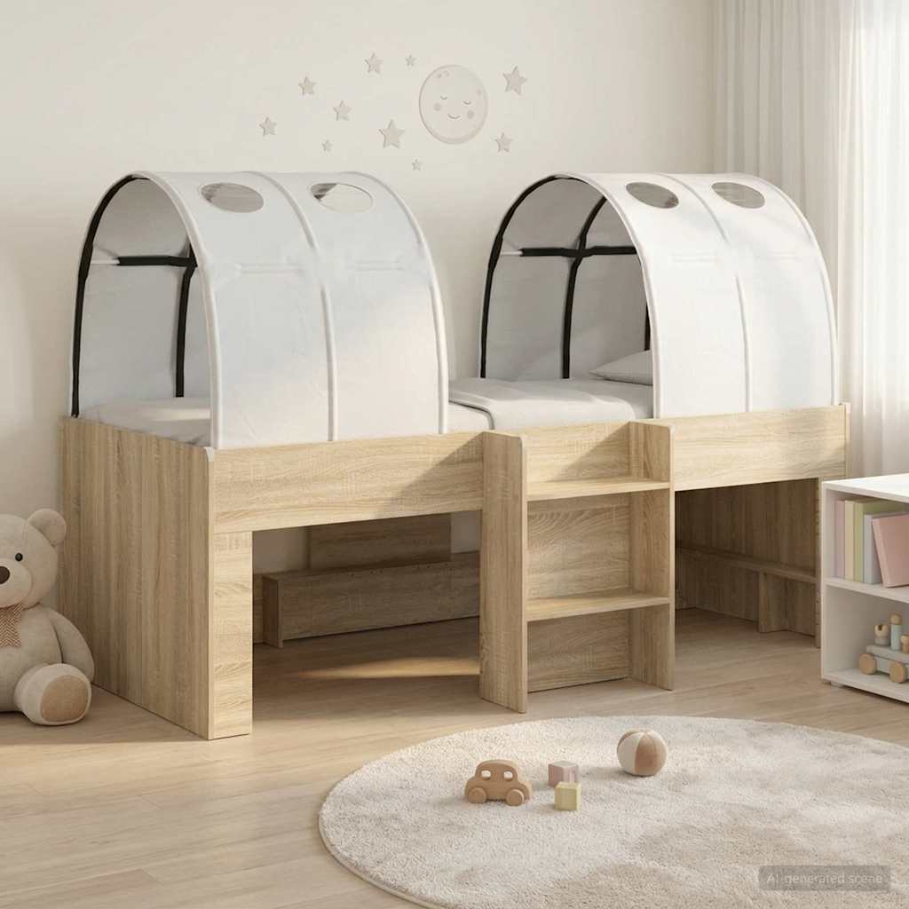 Letto Alto per Bambini con Tunnel 3 pz Rovere Sonoma e bianco | homemem39
