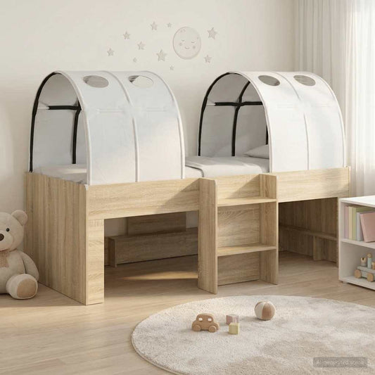 Letto Alto per Bambini con Tunnel 3 pz Rovere Sonoma e bianco | homemem39