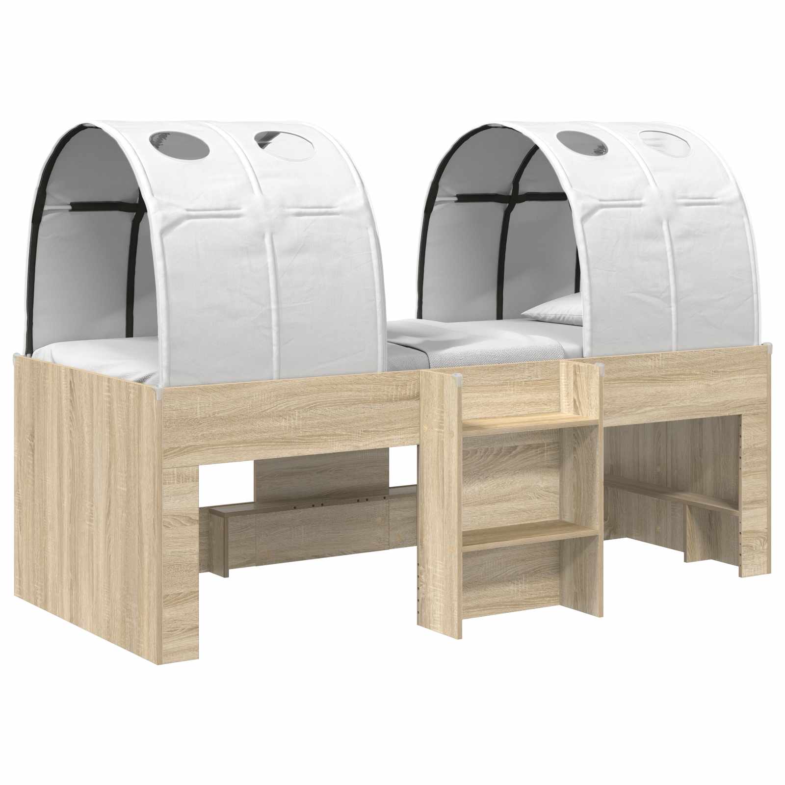 Letto Alto per Bambini con Tunnel 3 pz Rovere Sonoma e bianco | homemem39