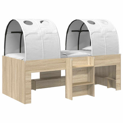 Letto Alto per Bambini con Tunnel 3 pz Rovere Sonoma e bianco | homemem39