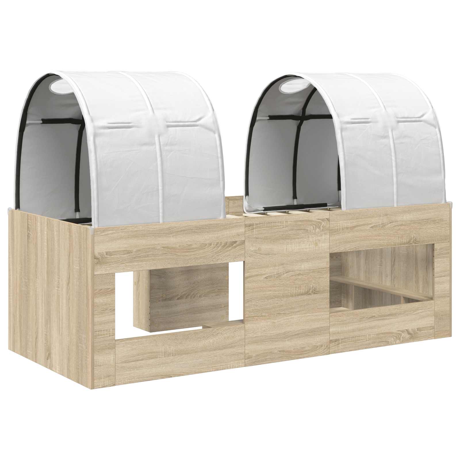 Letto Alto per Bambini con Tunnel 3 pz Rovere Sonoma e bianco | homemem39