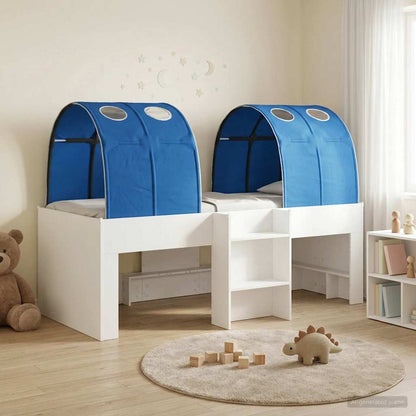 Letto con Tunnel 3 pz Bianco e Blu Legno ingegnerizzato | homemem39