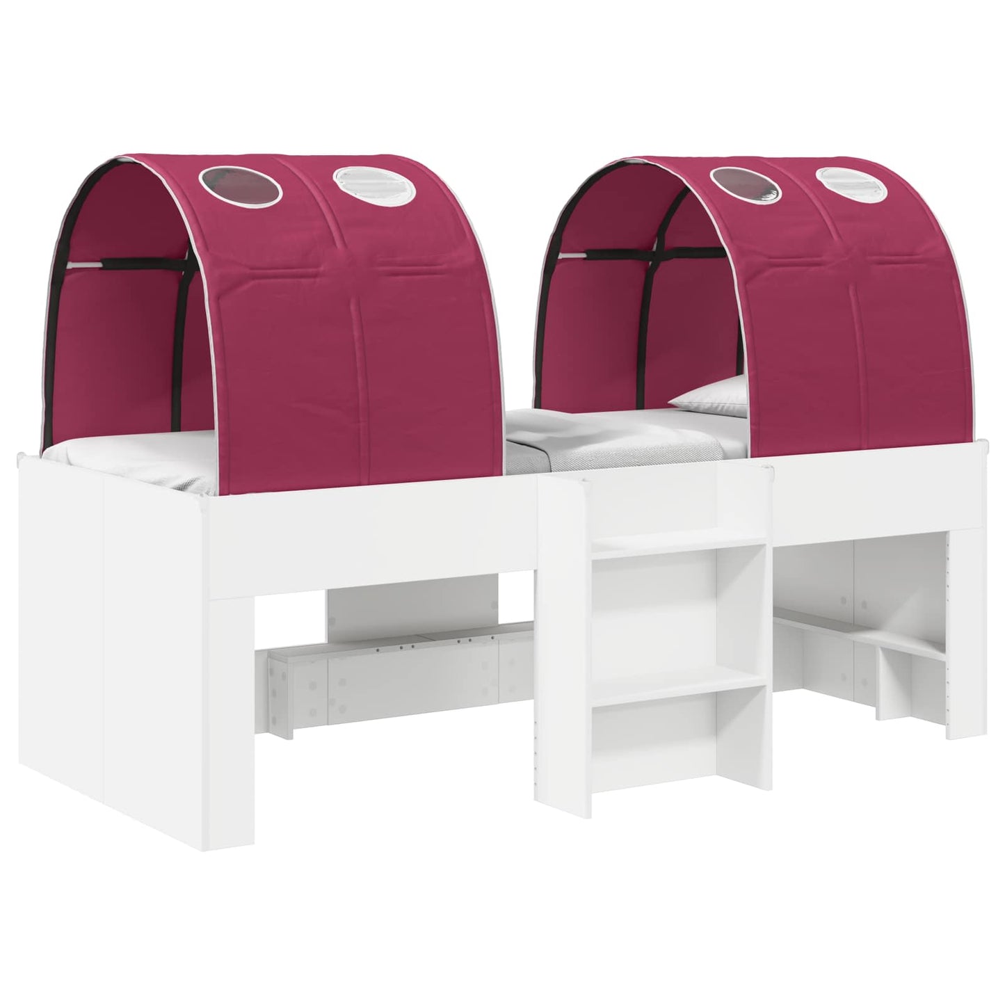 Letto con Tunnel 3 pz Bianco e Rosso Legno ingegnerizzato